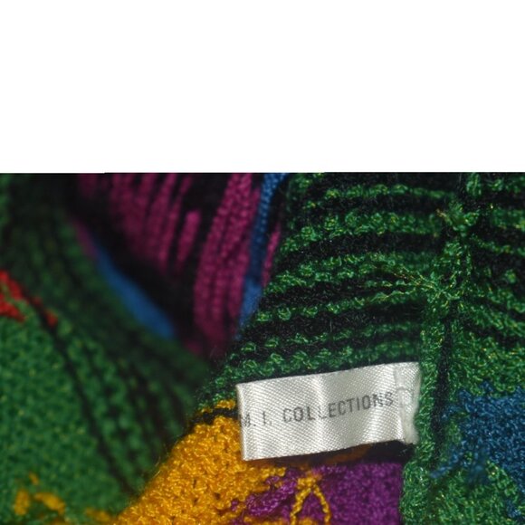 Vintage 80s Balloon Sleeve Knit Sweater Geometric Pattern S M - Picture 7 of 8